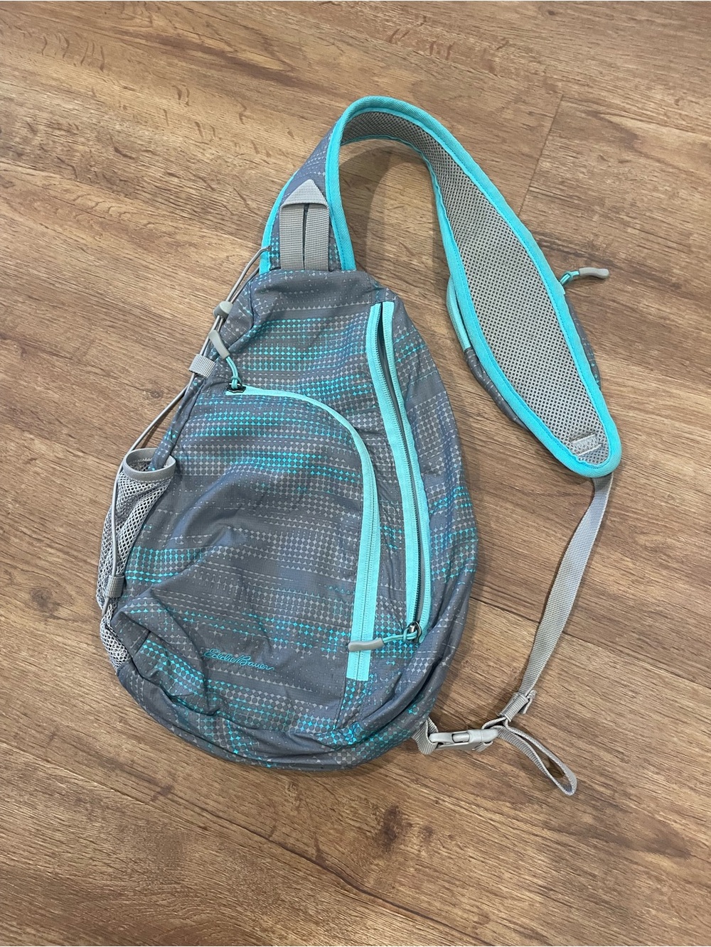 Eddie Bauer Womens Gray Backpack with Teal Accents